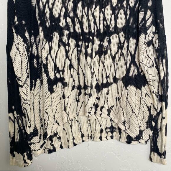 XCVI Blue + Cream Tie Die Mesh Fishnet Lagenlook Sweater Medium - Picture 4 of 11